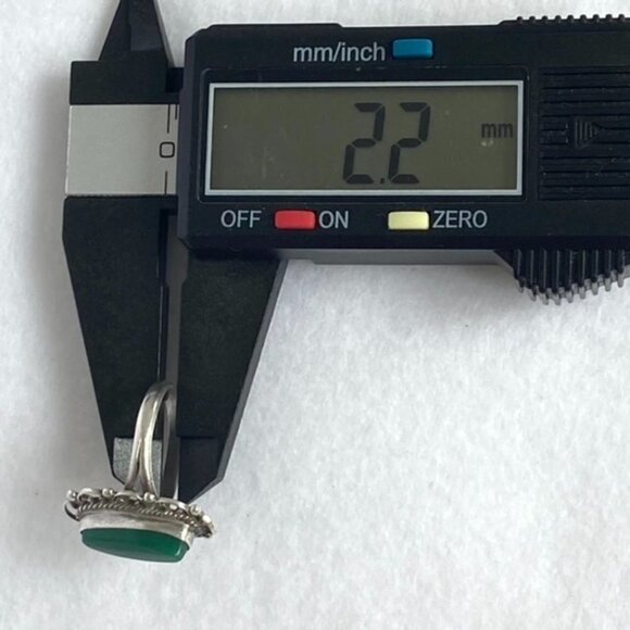 VTG Sterling Silver 925 Filigree Scrollwork Oval Bezel Set Green Onyx Ring 5.5 - Picture 15 of 16